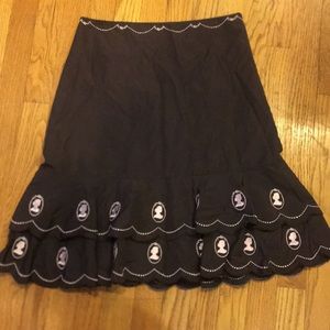 Anthropologie Odille Embroidered Cameo Skirt